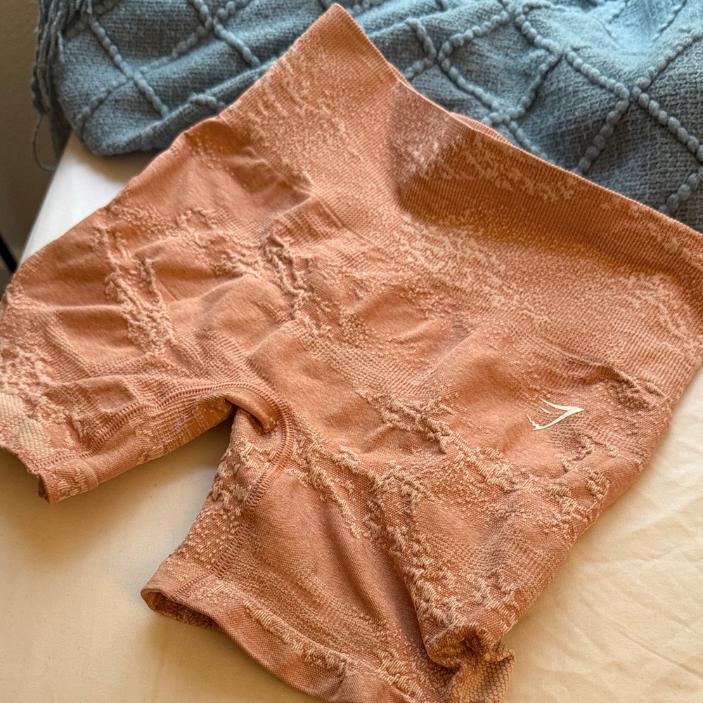 Gymshark Women's Athletic Patterned Shorts in Light Peach